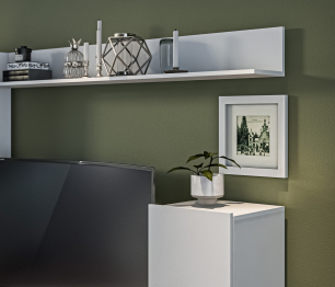 Стенка Медея СБ-3389 Белый/Белый глянец