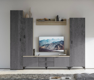 Шкаф Шер ШК-3321, дуб серый, айронвуд серебро	