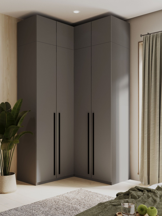 Шкафы, Угловой шкаф для одежды распашной с ящиками и антресолью, София, 2600х1300х1300мм