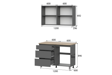 Кухонный гарнитур "Денвер" (1,2м) (Серия 2) Сейф (SAFE)