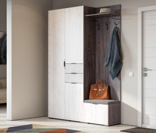 Шкаф Шаде ШК-3416, черный ясень, санторини белый