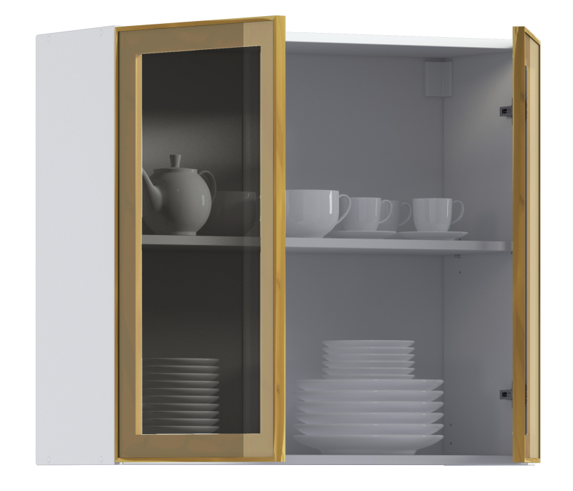 Навесные, Навесной шкаф Регина РП-80 (Белый/Витрина Золото)