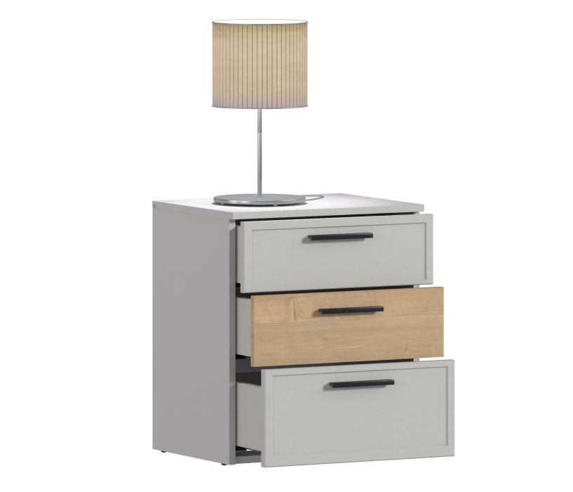 Прикроватные тумбы, Тумба с ящиками Милан СБ-3295 Серый/Дуб Гамильтон,МДФ Светло серый