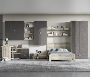 Шкаф Анима ШК-3005, дуб серый, камень темный