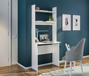 Стеллаж со столом Альфа СБ-3486 Белый