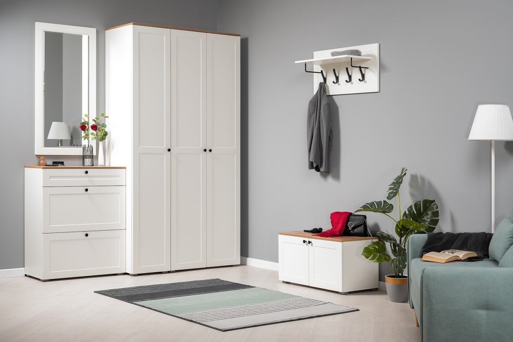 Зеркала в прихожую, Зеркало Остин 17.03, белая шагрень