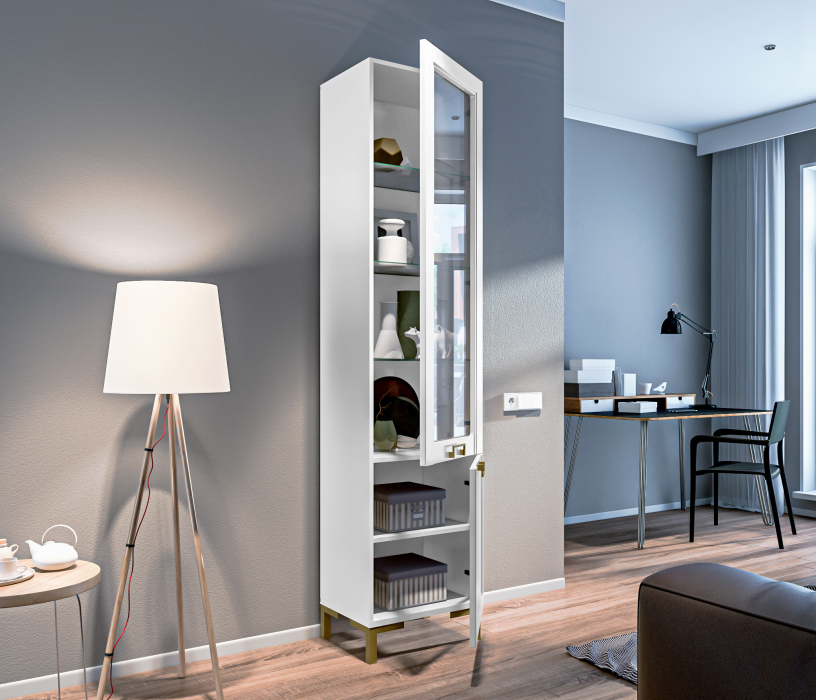 Шкафы пеналы, Шкаф-витрина Ассоль СБ-3429 Белый/МДФ Белый