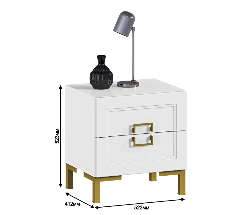 Прикроватные тумбы, Тумба Ассоль СБ-3436 Белый/МДФ Белый