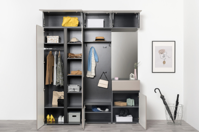 Тумба для обуви Сидней 16.129, антрацит, веллюто капучино