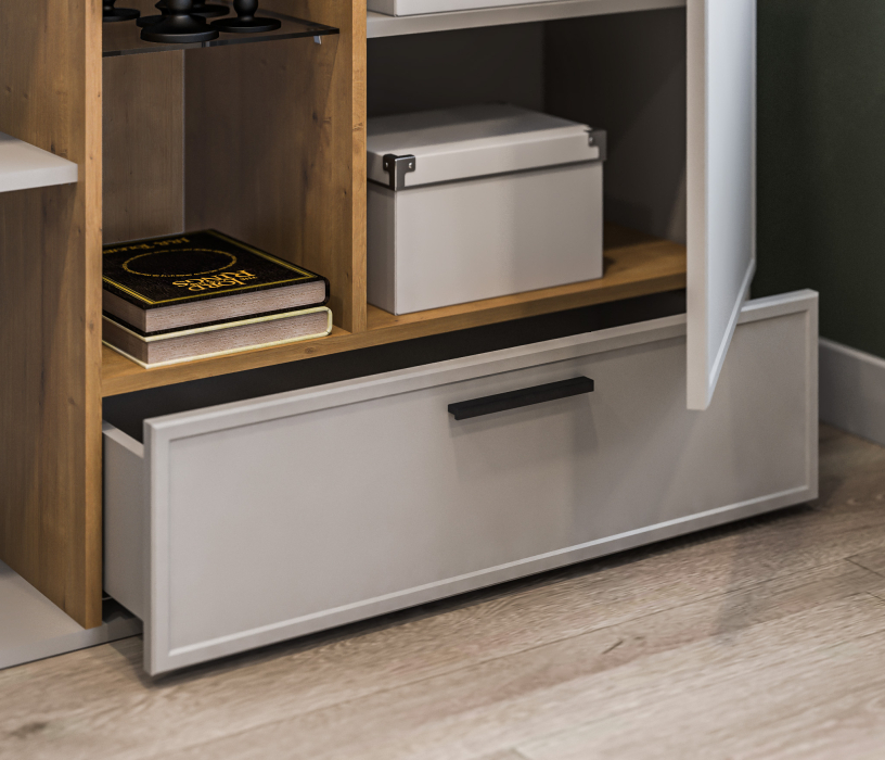 Комоды, Комод Милан СБ-3264 Серый,Дуб Гамильтон/МДФ Светло серый