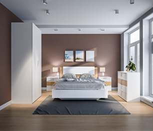 Кровать (1600) Мальта СБ-3270 Белый,Дуб Гамильтон