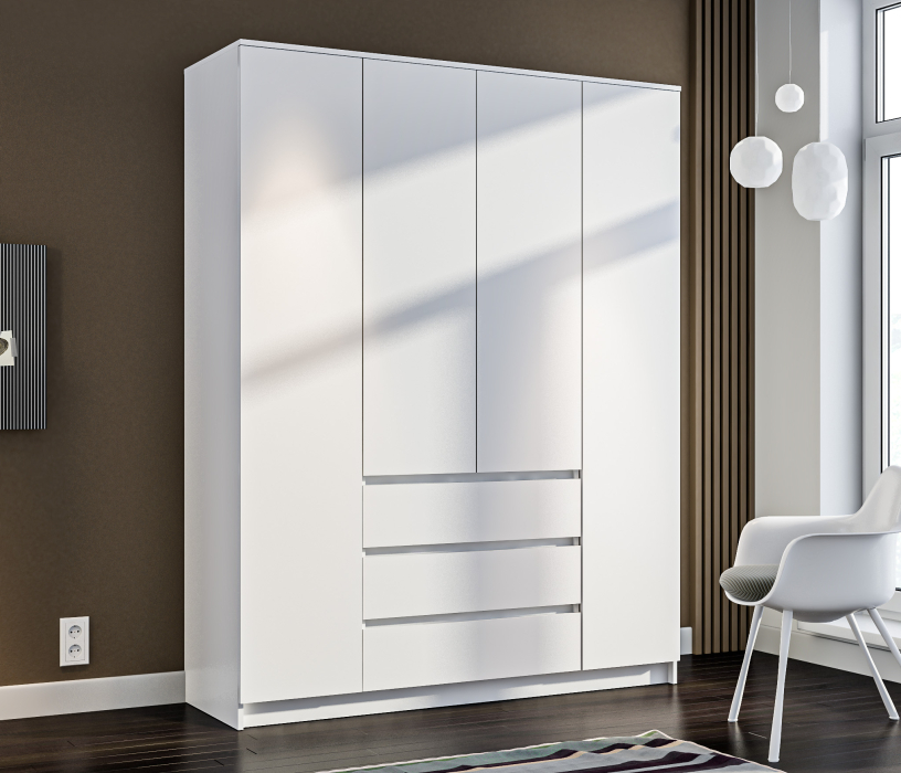 Шкафы распашные, Шкаф 4 дверный с ящиками Леон СБ-3364