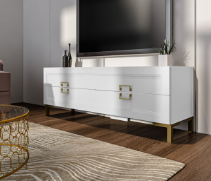 Тумба под телевизор Ассоль СБ-3433 Белый/МДФ Белый