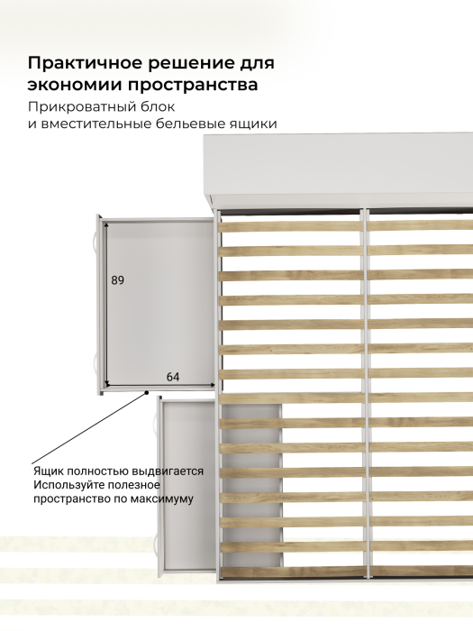 Кровати, Кровать Виктория XL с прикроватным блоком, ящиками и тумбами 140х200