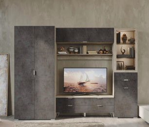 Шкаф Анима ШК-3002, дуб серый, камень темный
