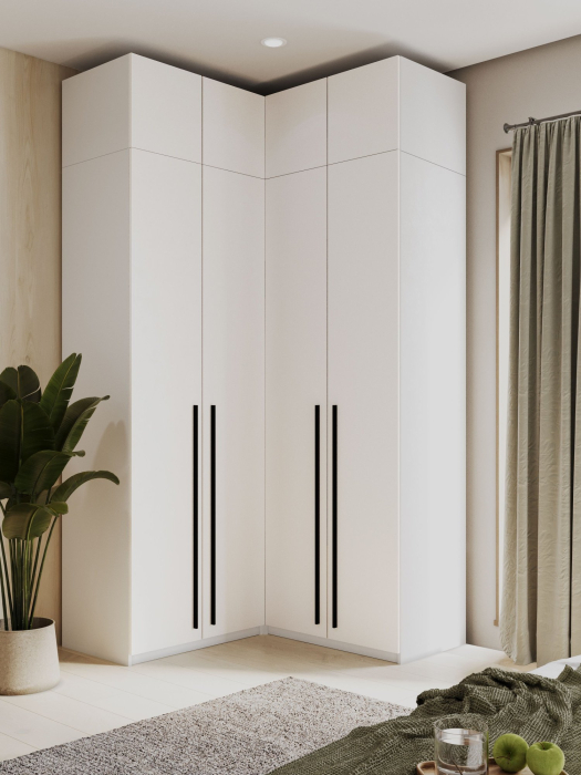 Шкафы, Угловой шкаф для одежды распашной с ящиками и антресолью, София, 2600х1300х1300мм