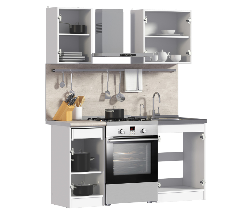 Кухонные гарнитуры, Кухня Деми Белый / Дуб Сонома 1 м