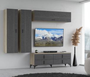 Антресоль Шер АН-3301, дуб серый, айронвуд серебро