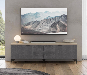 Тумба ТВ Шер ТБ-3305, дуб серый, айронвуд серебро