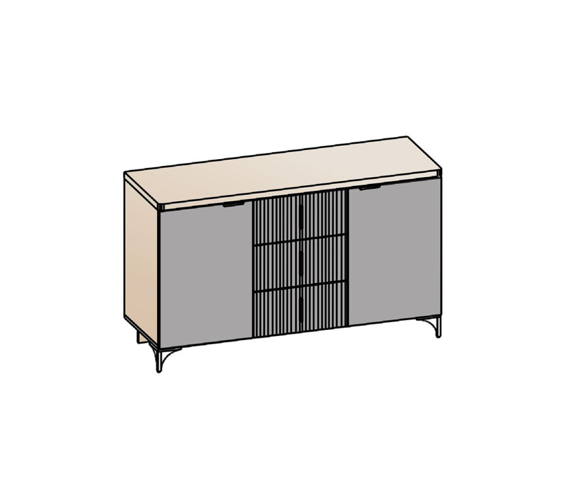 Комоды, Комод Шер КМ-2302, дуб серый, айронвуд серебро