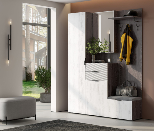 Шкаф Шаде ШК-3442, черный ясень, санторини белый