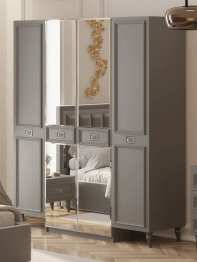 Шкаф в спальню 4х дверный Валенсия (серебро)