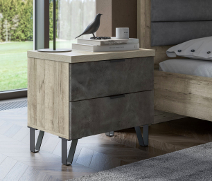 Тумба прикроватная Анима ТП-3201, дуб серый, камень темный
