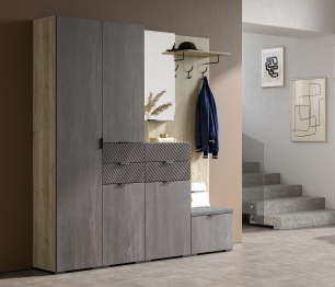 Шкаф Шаде ШК-3442, черный ясень, санторини белый