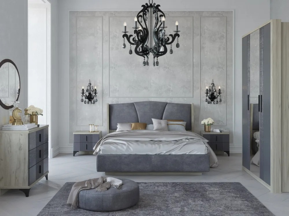 Комоды, Комод Шер КМ-2301, дуб серый, айронвуд серебро