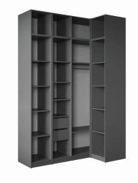 Угловой шкаф для одежды распашной с ящиками и антресолью, София, 2600х1700х900мм