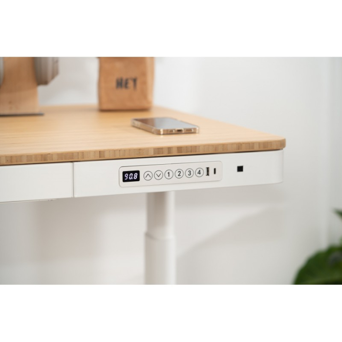 Прямые компьютерные столы, Стол для компьютера с электроприводом, QI-зарядкой и USB-портами FoxGear FG-ED-55