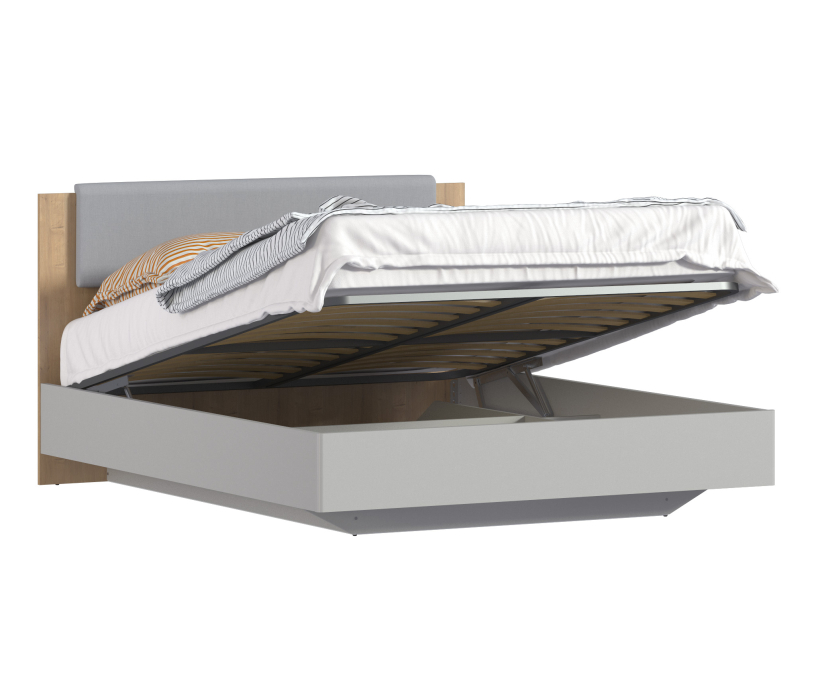 Кровати 160 см, Кровать с подъемным механизмом (1600) Милан СБ-3269 Серый,Дуб Гамильтон