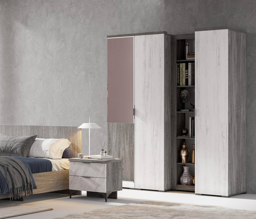 Шкафы распашные, Шкаф Шаде ШК-2911, черный ясень, санторини белый