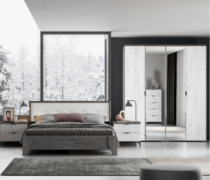 Шкаф Шаде ШК-2903, черный ясень, санторини белый