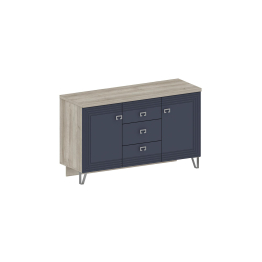 Комод Лежер КМ-3103, дуб серый, холст сапфировый