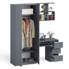 Шкаф двудверный Мори МШ800.1 с письменным столом МС-6 правый и навесной полокой