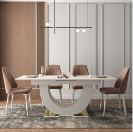 Стол Монако, столешница керамогранит (1600/2000х900х820) золото