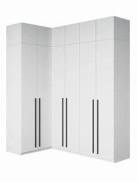 Угловой шкаф для одежды распашной с ящиками и антресолью София 2600х2100х1300 мм