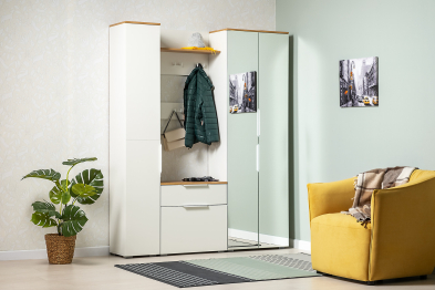 Вешалка Октава 15.14.01, белая шагрень, дуб золотой крафт