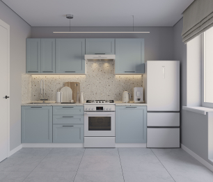 Кухонный гарнитур Регина Белый/МДФ Modern Серый 2,4 м