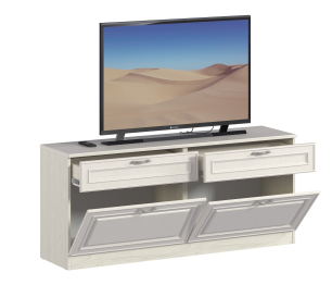 Тумба под телевизор Гранд / Ливерпуль СБ-3519 Дуб Приморский Белый/МДФ Классика Светлый