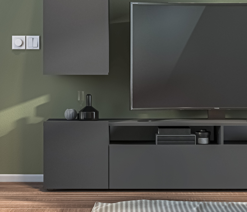 Стенки для гостиной, Стенка Медея СБ-3389 Диамант серый