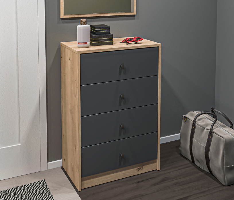 Комоды, Комод Сидней СБ-2586/1 Дуб дикий/Диамант серый