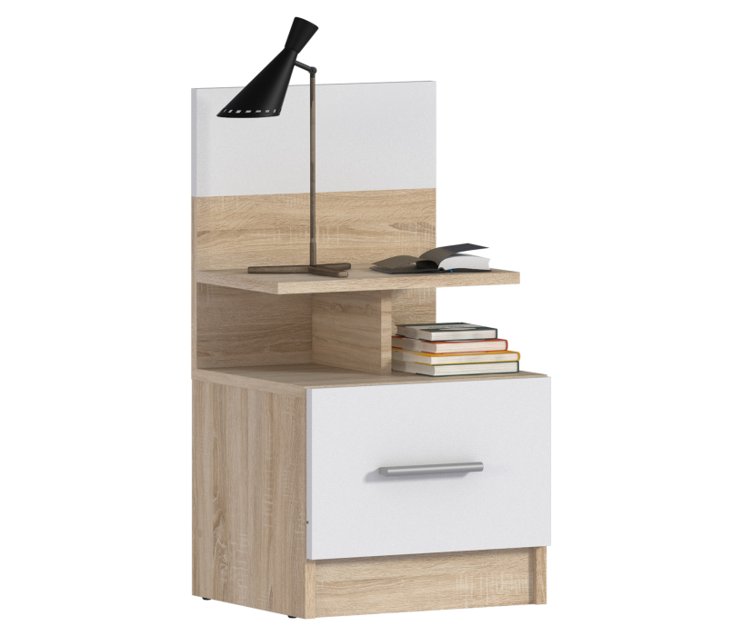 Прикроватные тумбы, Тумба Уют СБ-2748/1 Дуб Сонома/Белый