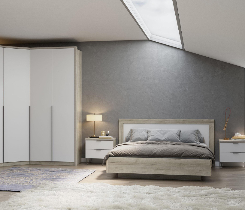 Кровати 140 см, Кровать Анима КР-320-16-14, 1,4*2,0, дуб серый, белый