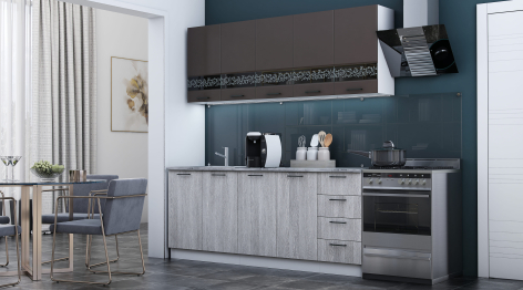 Кухня Милена 2,0 м Смоки софт/Вяз МДФ