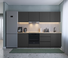 Кухонные гарнитуры, Кухонный гарнитур Леон прямой 240 см, диамант серый