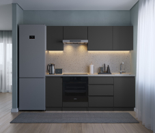 Кухонные гарнитуры, Кухонный гарнитур Леон прямой 210 см, диамант серый