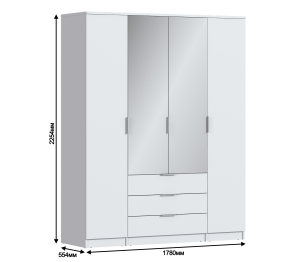 Шкаф 4х дверный с зеркалами Николь СБ-2595/1 Белый