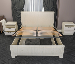 Кровать с подъемным механизмом (1600) Гранд / Ливерпуль СБ-3531 Дуб Приморский Белый, МДФ Классика Светлый